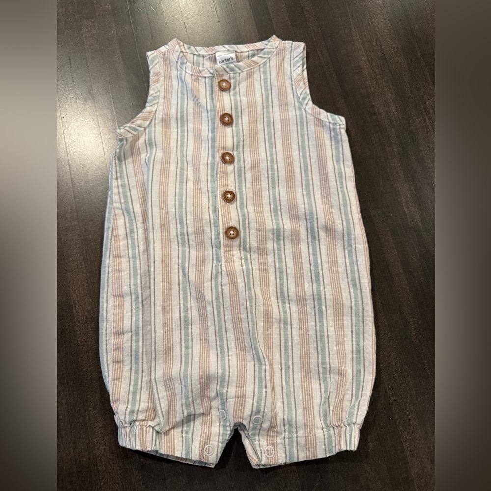 Carter's Pastel Striped Button-Up Romper